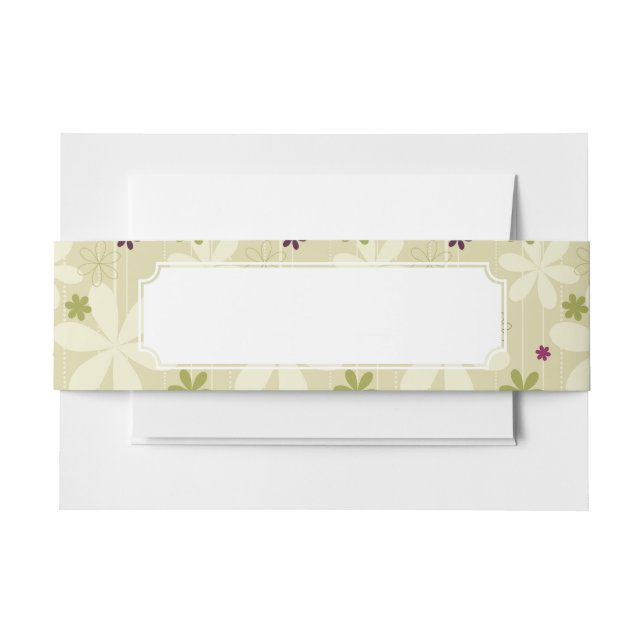 Retro Floral Background Invitation Belly Band (Front Example)