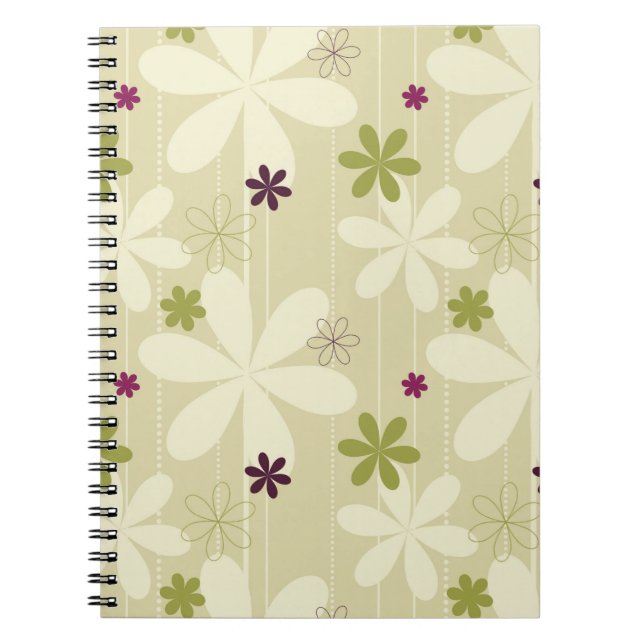 Retro Floral Background Notebook (Front)