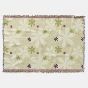 Retro Floral Background Throw Blanket