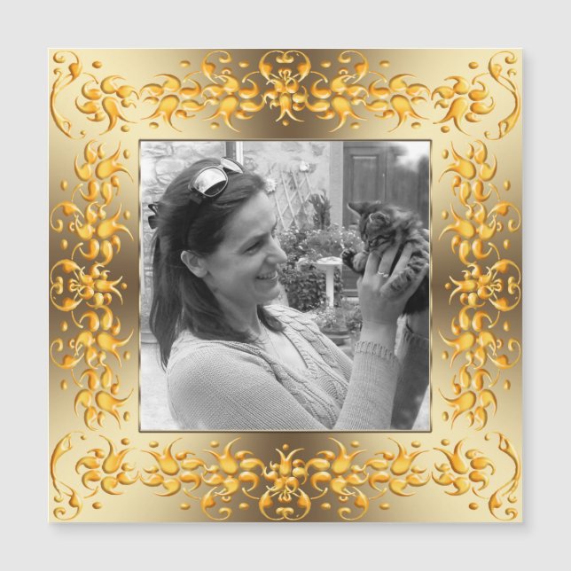 retro floral baroque golden frame. (Front)
