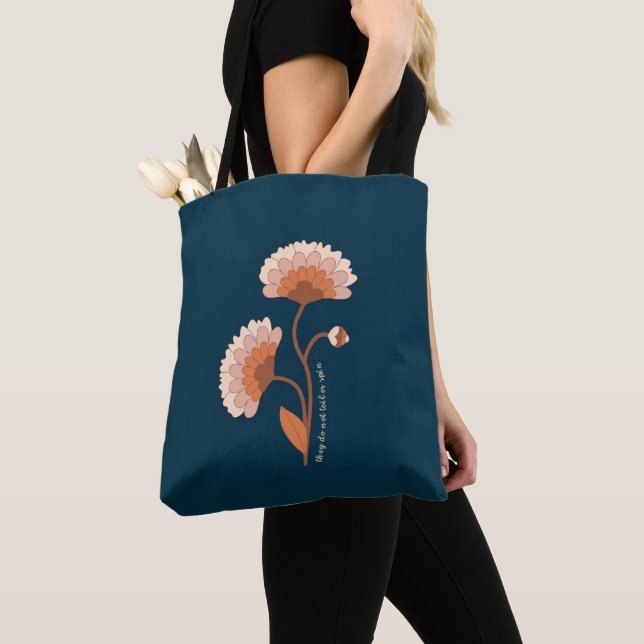 Retro Floral Bible Verse Christian Shopping Tote B (Close Up)