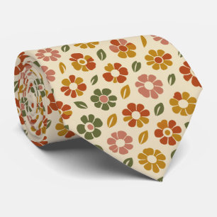 Retro Floral Bloom Pattern Tie