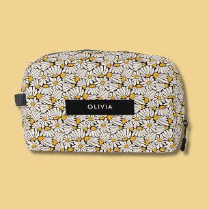 Retro floral botanical block print dopp kit