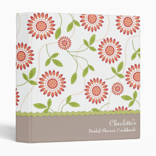 Retro Floral Bridal Shower Cookbook Recipe Binder
