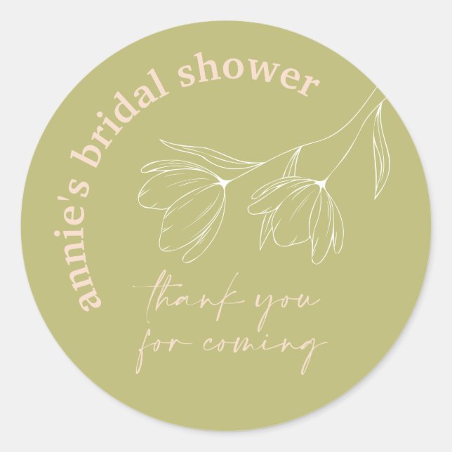 Retro Floral Bridal Shower Favour Seal Sticker A11 (Front)