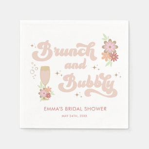Retro Floral Brunch and Bubbly Bridal Shower Napkin