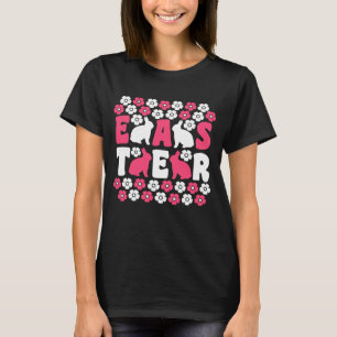Retro Floral Bunny Rabbit Black Women's Easter T-Shirt