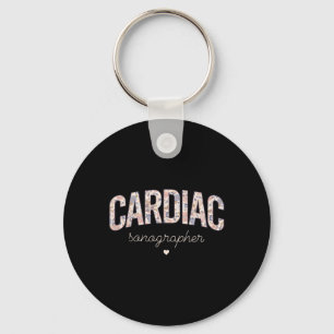 Retro Floral Cardiac Sonographer Cardiovascular So Keychain