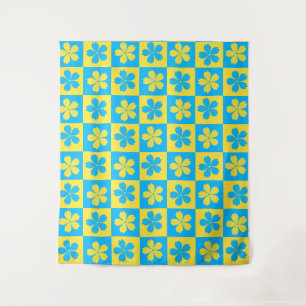 Retro floral check Classic Tapestry