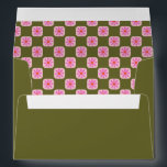 Retro Floral Chequerboard Pink Green Bat Mitzvah  Envelope<br><div class="desc">Custom Retro Floral Chequerboard Pink and Green Bat Mitzvah Envelope</div>