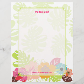 Retro Floral, choose your fav background colour Letterhead