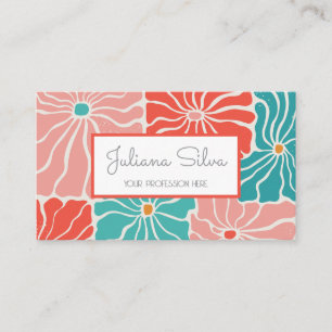 Retro Floral Colourful Business Card