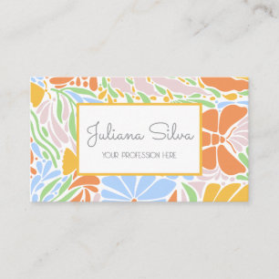 Retro Floral Colourful Frame Business Card