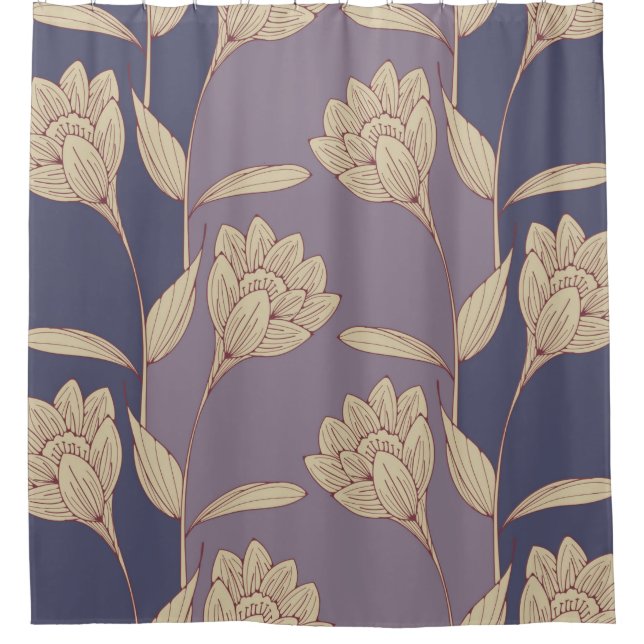 retro floral crocus wallpaper tile in blue mauve s (Front)