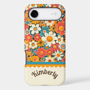 Retro Floral Daisy Phone Case – Custom Name