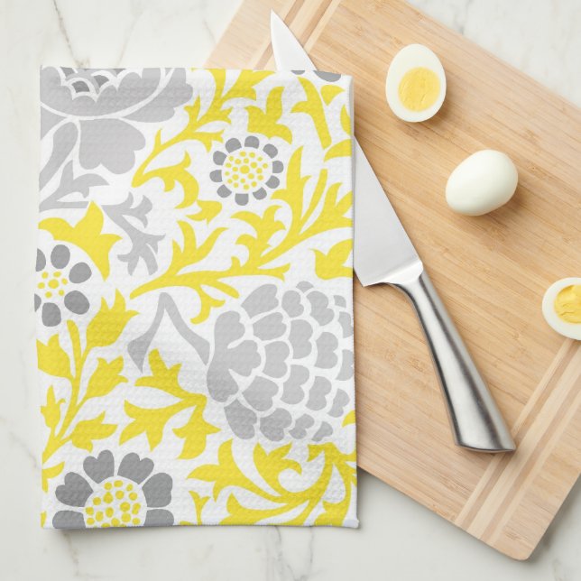 Retro Floral Damask Kitchen Towel (Quarter Fold)
