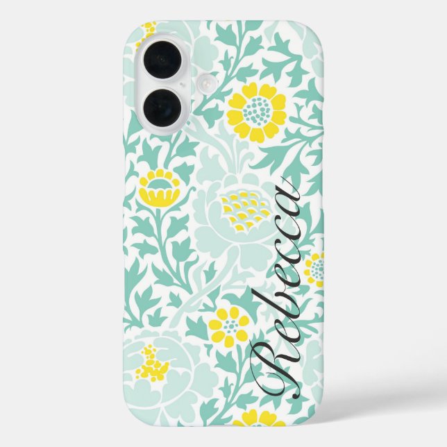 Retro Floral Damask with Custom Name Case-Mate iPhone Case (Back)