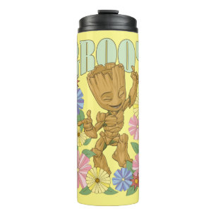 Retro Floral Dancing Kid Groot Graphic Thermal Tumbler