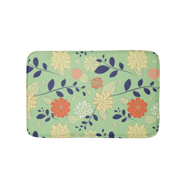 Retro Floral Design Bath Mat (Front)