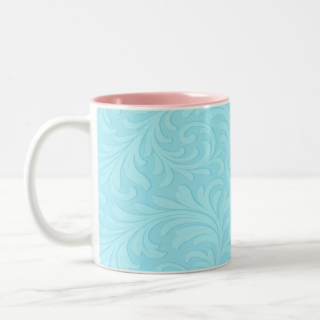 retro floral design Two-Tone coffee mug (Left)