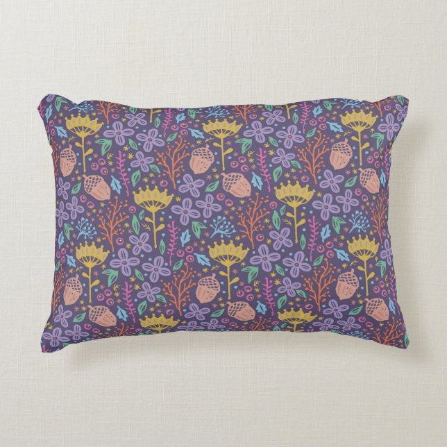Retro floral design with flowers and fruits. accent pillow (Front)