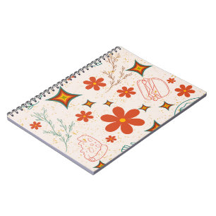 Retro Floral Fast Food Pattern Notebook