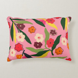 Retro Floral Fields Accent Pillow