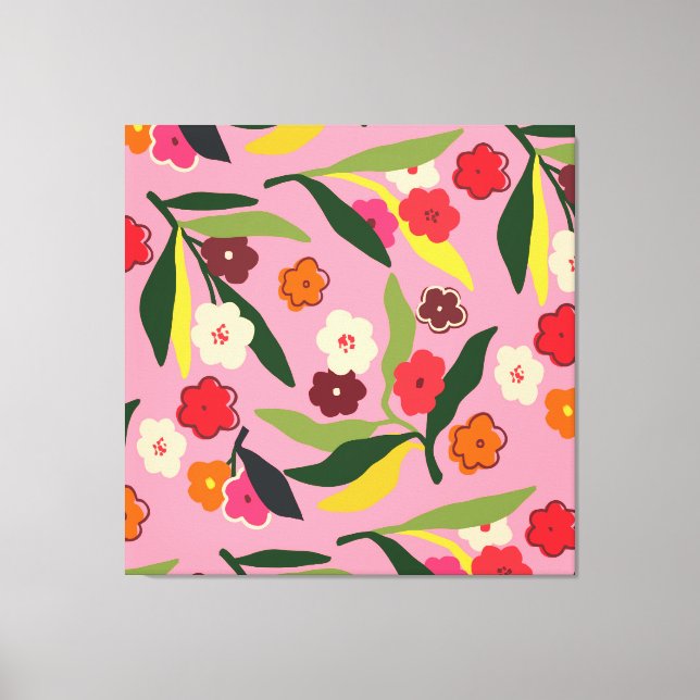 Retro Floral Fields Canvas Print (Front)