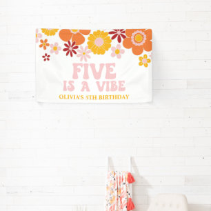 Retro Floral Five is a Vibe 5th Birthday Banner