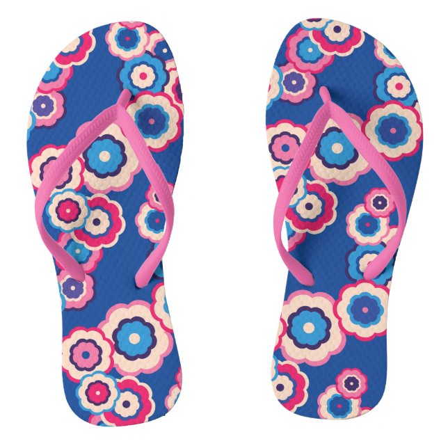 Retro Floral Flip Flops (Footbed)