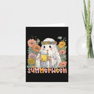 Retro Floral Ghost Summer Halloween Tail Cute Summ Card