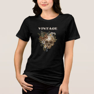 Retro Floral Goth Aesthetic Tri-Blend Shirt