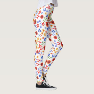 Retro Floral Granny Print on White to Customize Leggings