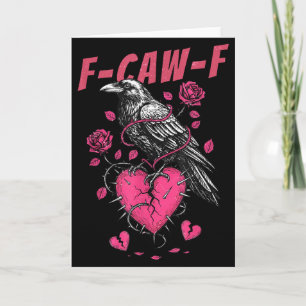 Retro Floral Heart Raven F-caw-f Anti Valentins Da Card