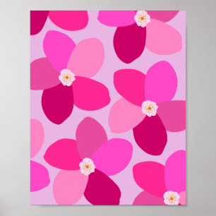 Retro Floral Hot Pink Poster