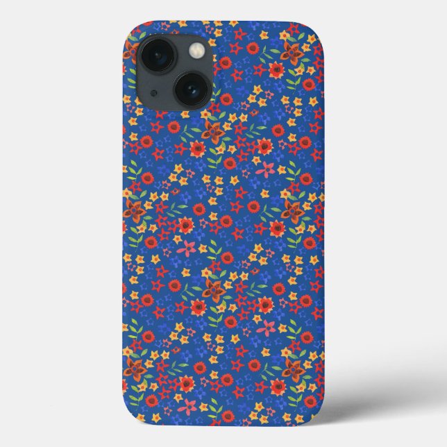 Retro Floral Imprimer sur Coque bleu-coque ipad (Verso)