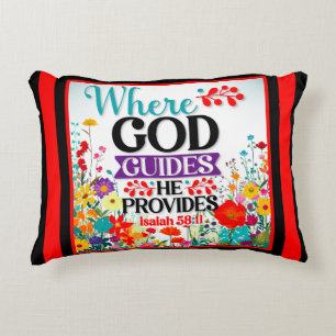 Retro Floral Inspirational Accent Pillow