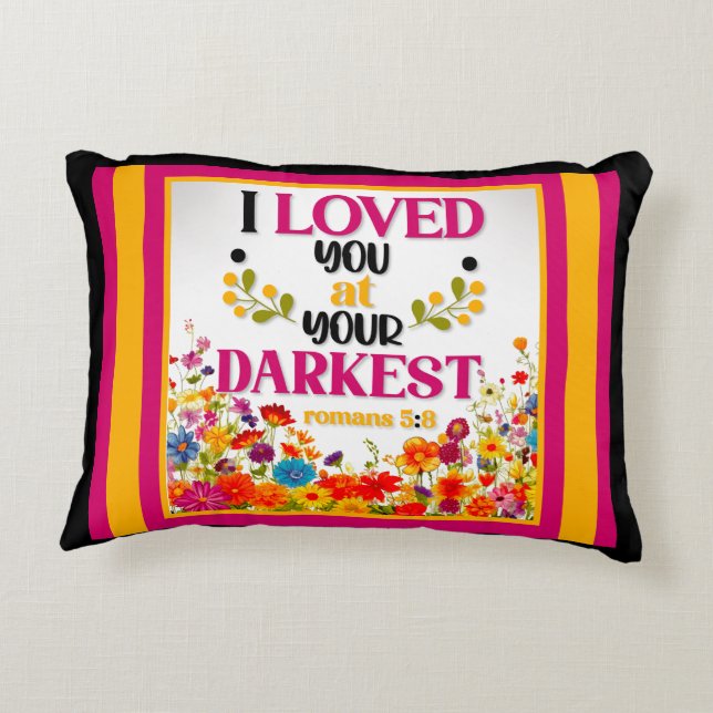 Retro Floral Inspirational Accent Pillow (Back)