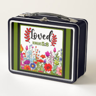 Retro Floral Inspirational Metal Lunch Box
