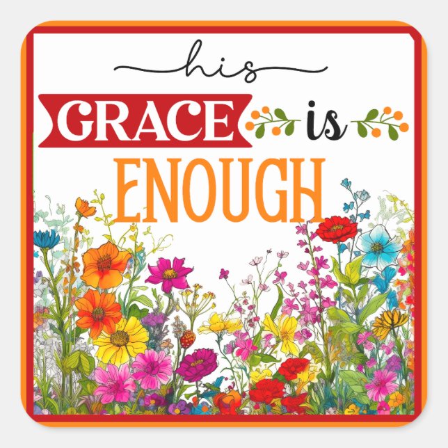 Retro Floral Inspirational  Square Sticker (Front)