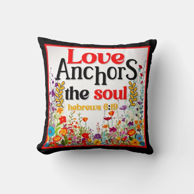 Retro Floral Inspirational Throw Pillow (Front)