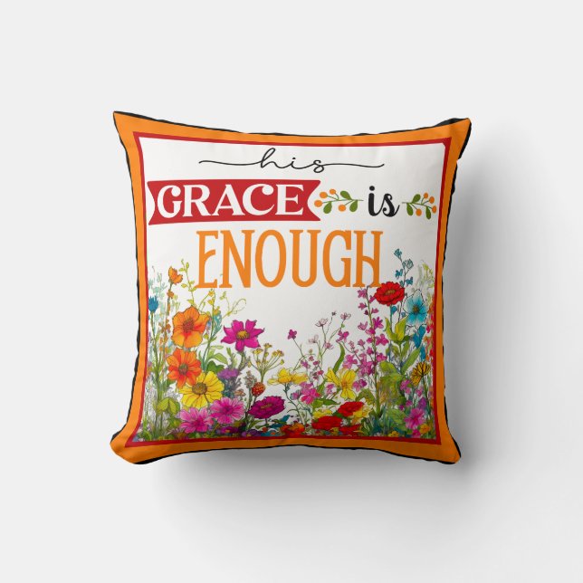 Retro Floral Inspirational Throw Pillow (Front)