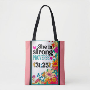 Retro Floral Inspirational Tote Bag
