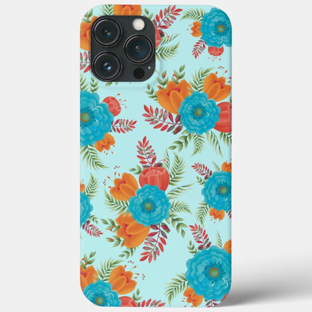 Retro Floral iPhone 13 Pro Max Coque (Verso)