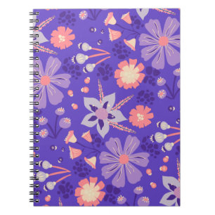 Retro Floral Journal   Dreamy Purple Pink Notebook