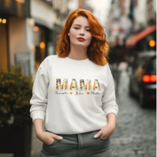 Retro Floral "MAMA" Sweatshirt with Kids' Names