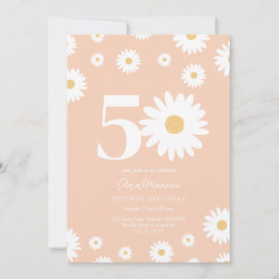 Retro Floral Milestone Fifty Years Birthday Invitation