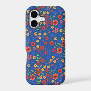 Retro Floral Miniprint on Blue iPhone 5/5s Case
