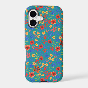 Retro Floral Miniprint on Teal iPhone 5/5s Case