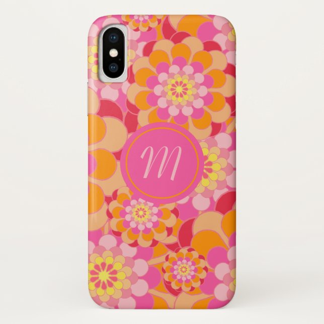 Retro Floral Monogrammed iPhone / coque ipad (Dos)